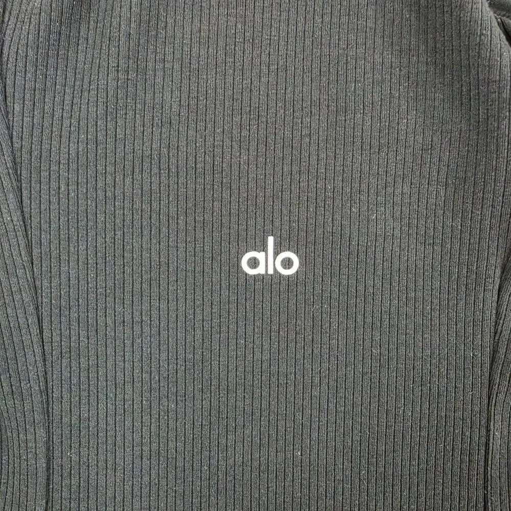Alo Yoga Top Women Small Insight Tank Ribbed Halter Black Yoga Athletic Gym Chic
